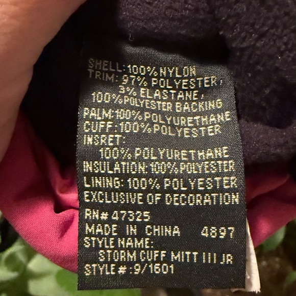Kombi Ski Mittens Juniors Sz M Storm Cuff Mitt Pink/Blk Waterproof & Breathable - Picture 6 of 7
